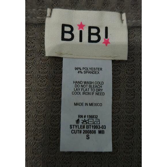 Bibi Mocha Brushed Waffle Top Size Small 3/4 Length Sleeves - Picture 6 of 12